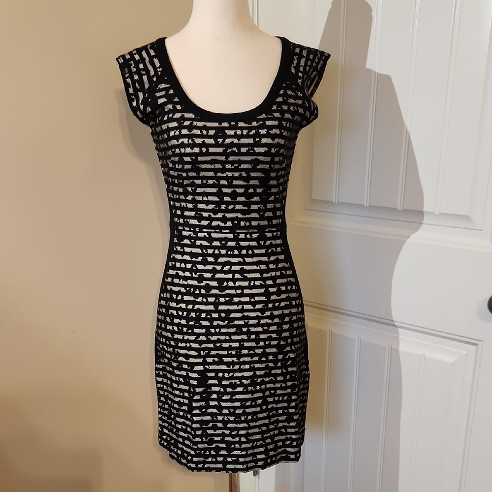 French Connection Black and White Patterned Mini Dress